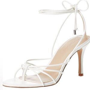 The Drop White Strappy Ankle-Tie High Heel Sandal